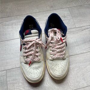 Nike White and Navy Men's Sneakers